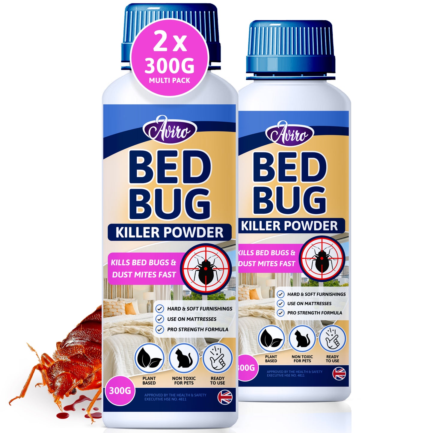 Aviro Bed Bug Killer (1 Litre) - Bed Bug Treatment Spray Approved For Use On Mattresses, Carpets And Hard Surfaces. Professional Strength For Immediate Control And Long Lasting Prevention