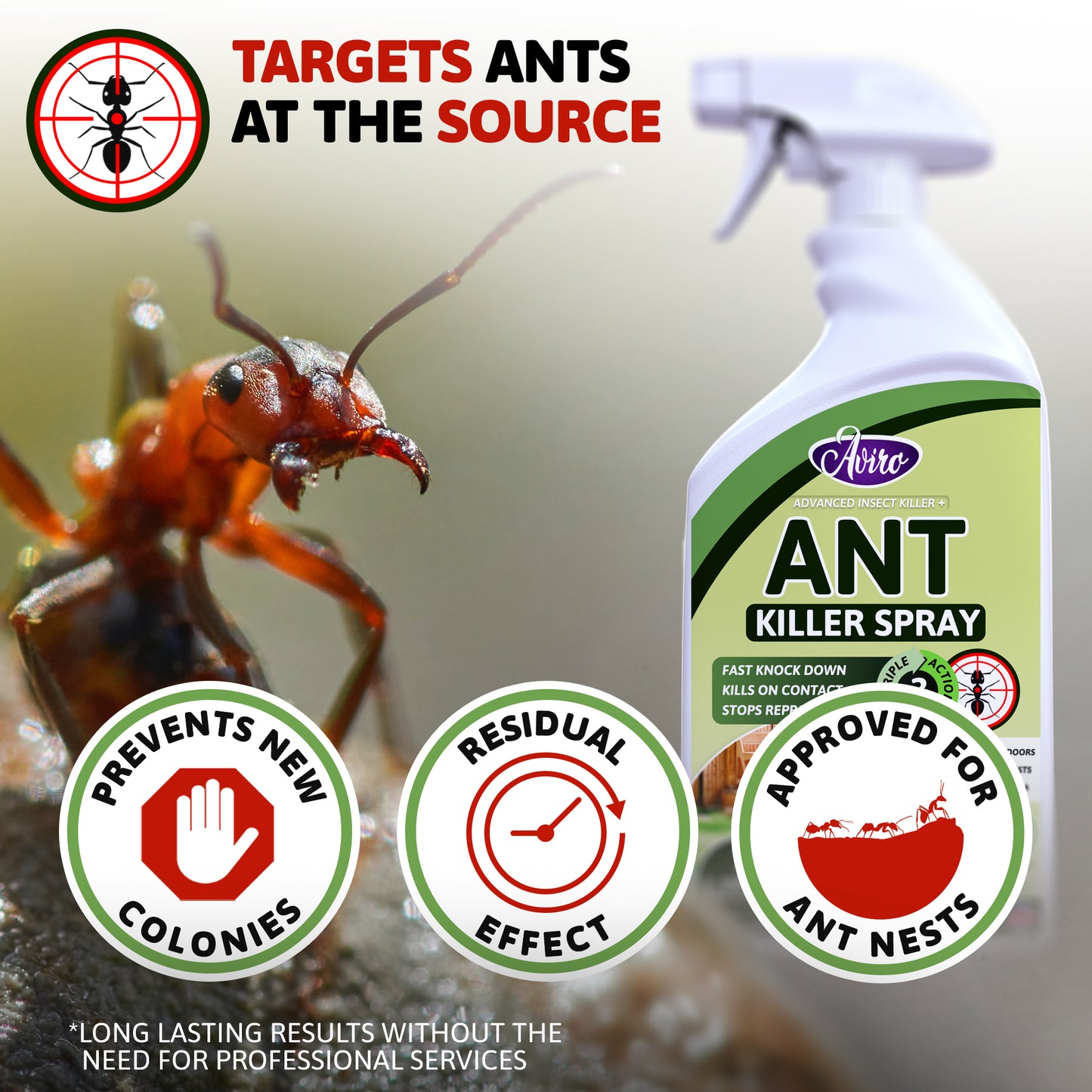 Aviro Ant Killer - Fast Acting Ant Killer Spray For Indoor And Outdoor Use