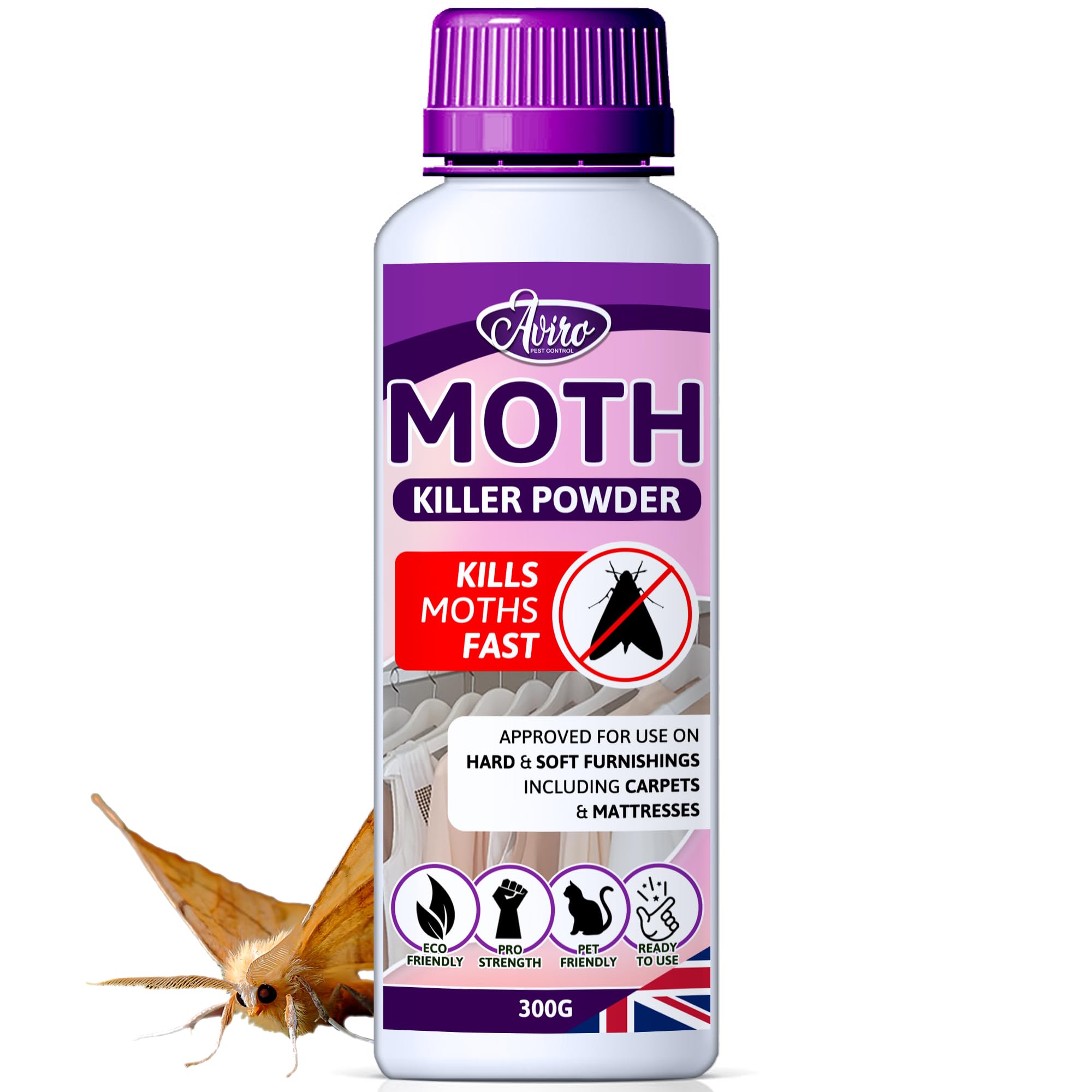 Aviro Moth Killer Powder - Professional Grade Carpet Moth Treatment. P ...