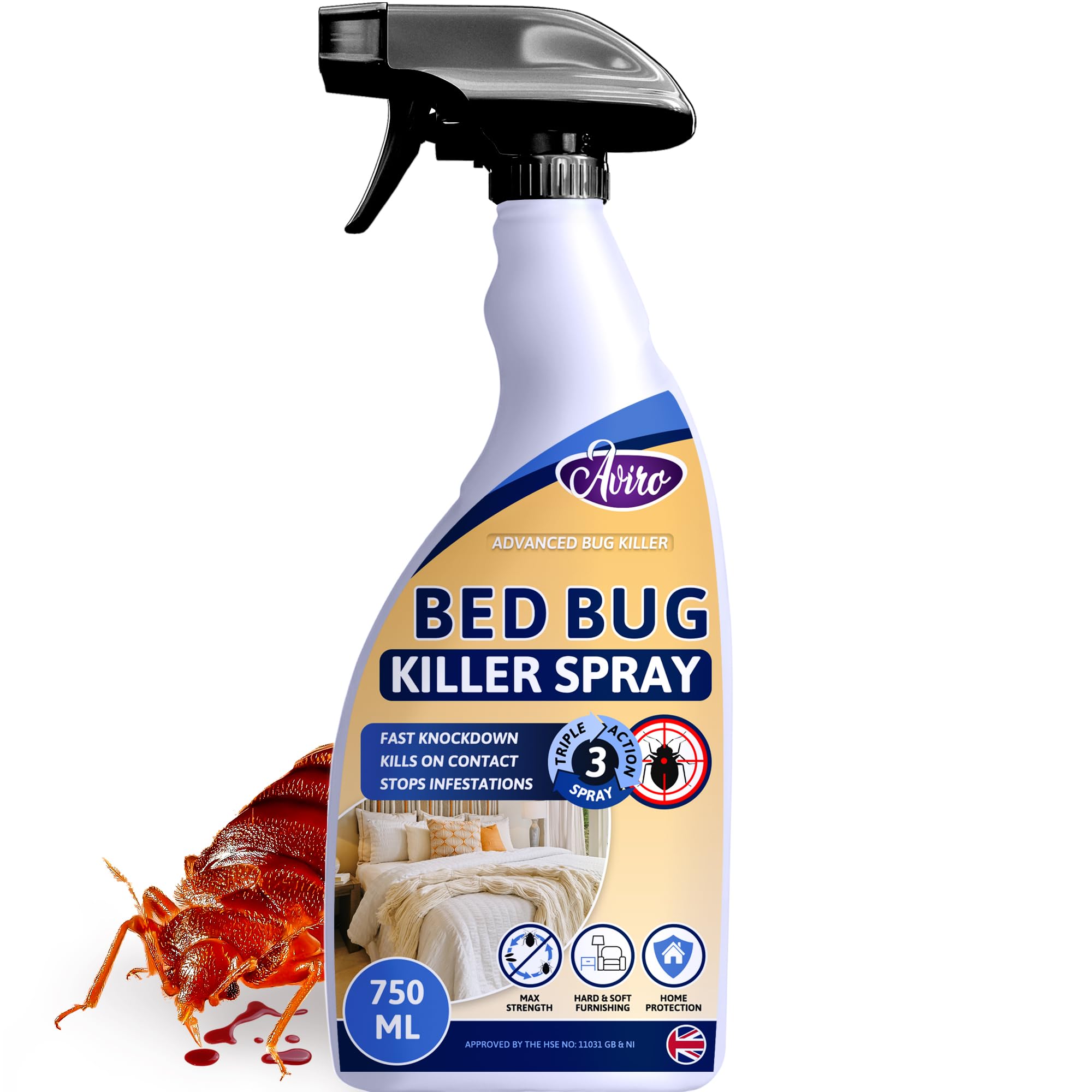 Bug Control Spray Aviro Bed Bug Spray - Fast Acting Strong Bed Bug Killer Spray for Imme ...