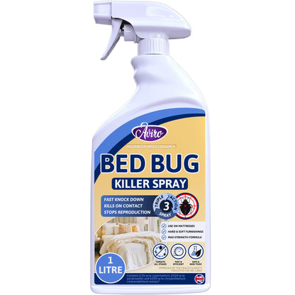 Aviro Bed Bug Killer (1 Litre) - Bed Bug Treatment Spray Approved For Use On Mattresses, Carpets And Hard Surfaces. Professional Strength For Immediate Control And Long Lasting Prevention