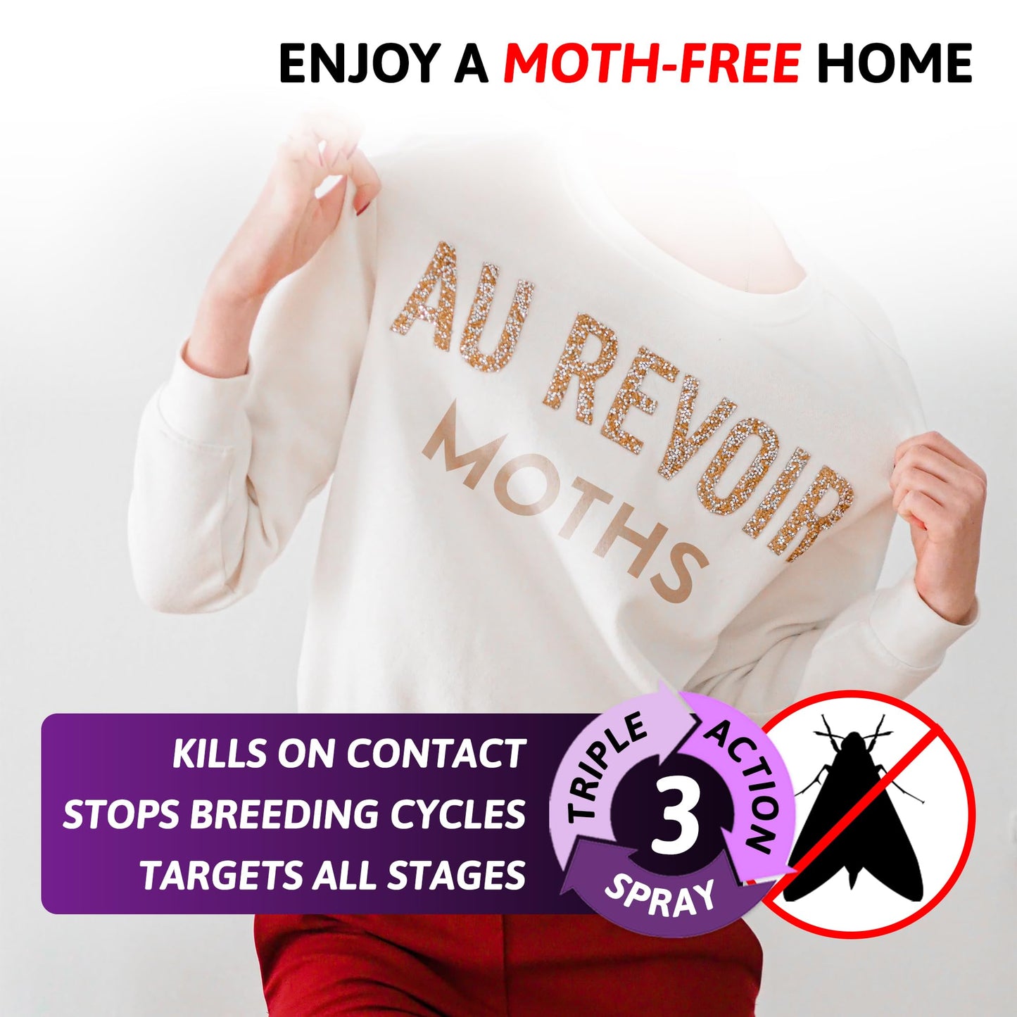 Aviro Moth Killer Spray - Fast Acting Moth Repellent For Wardrobes, Fabric & Surfaces. Professional Strength Carpet Moth Spray For Immediate Treatment & Ongoing Protection Against Clothes Moths