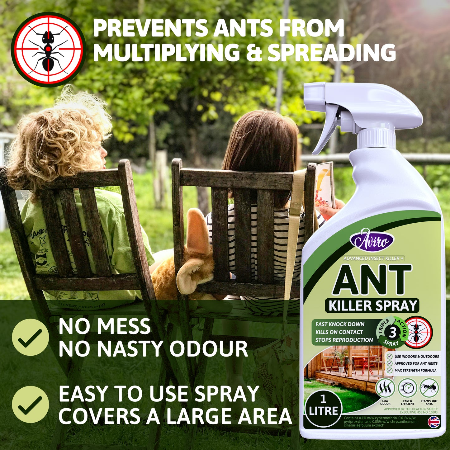 Aviro Ant Killer - Fast Acting Ant Killer Spray For Indoor And Outdoor Use