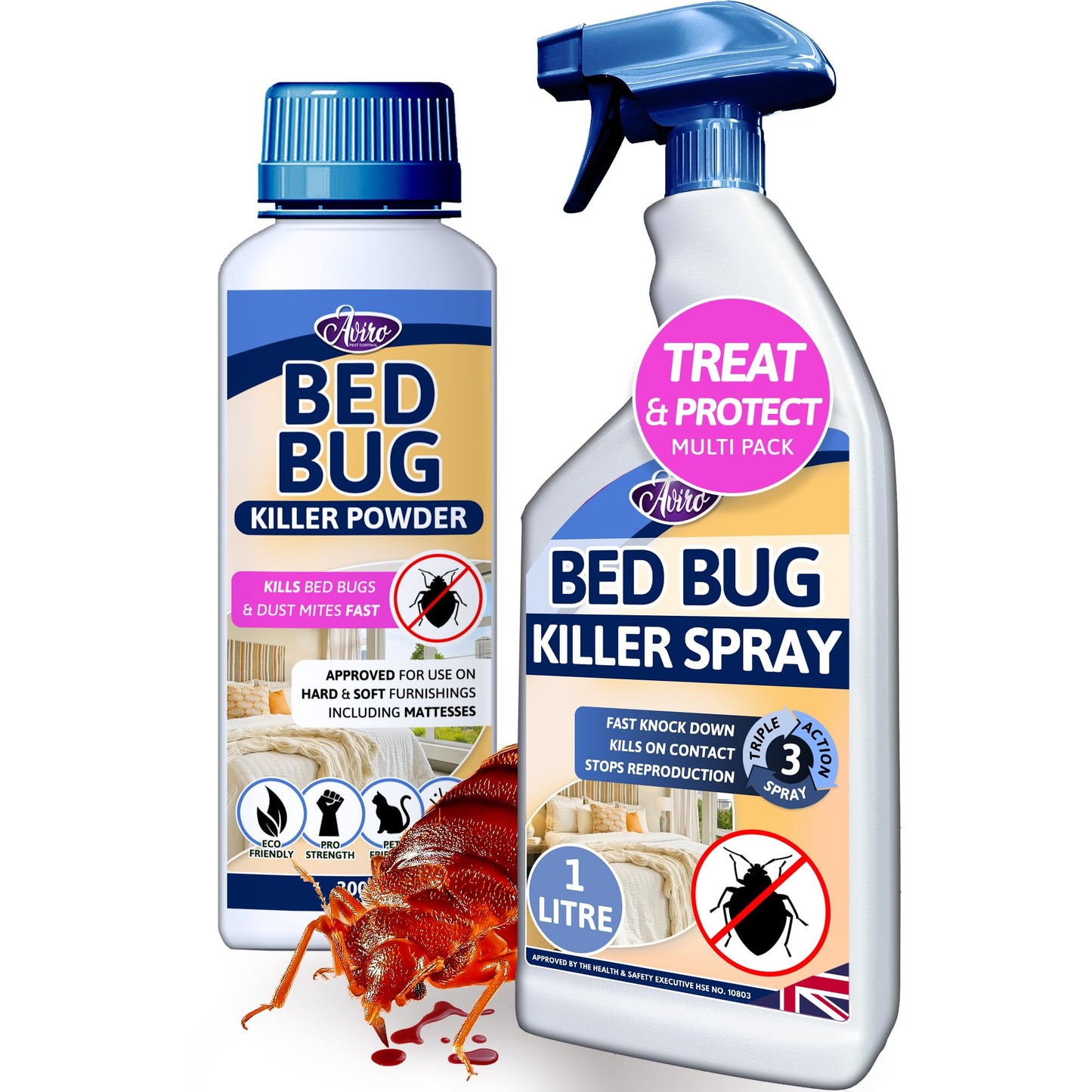 Aviro Bed Bug Killer (1 Litre) - Bed Bug Treatment Spray Approved For Use On Mattresses, Carpets And Hard Surfaces. Professional Strength For Immediate Control And Long Lasting Prevention