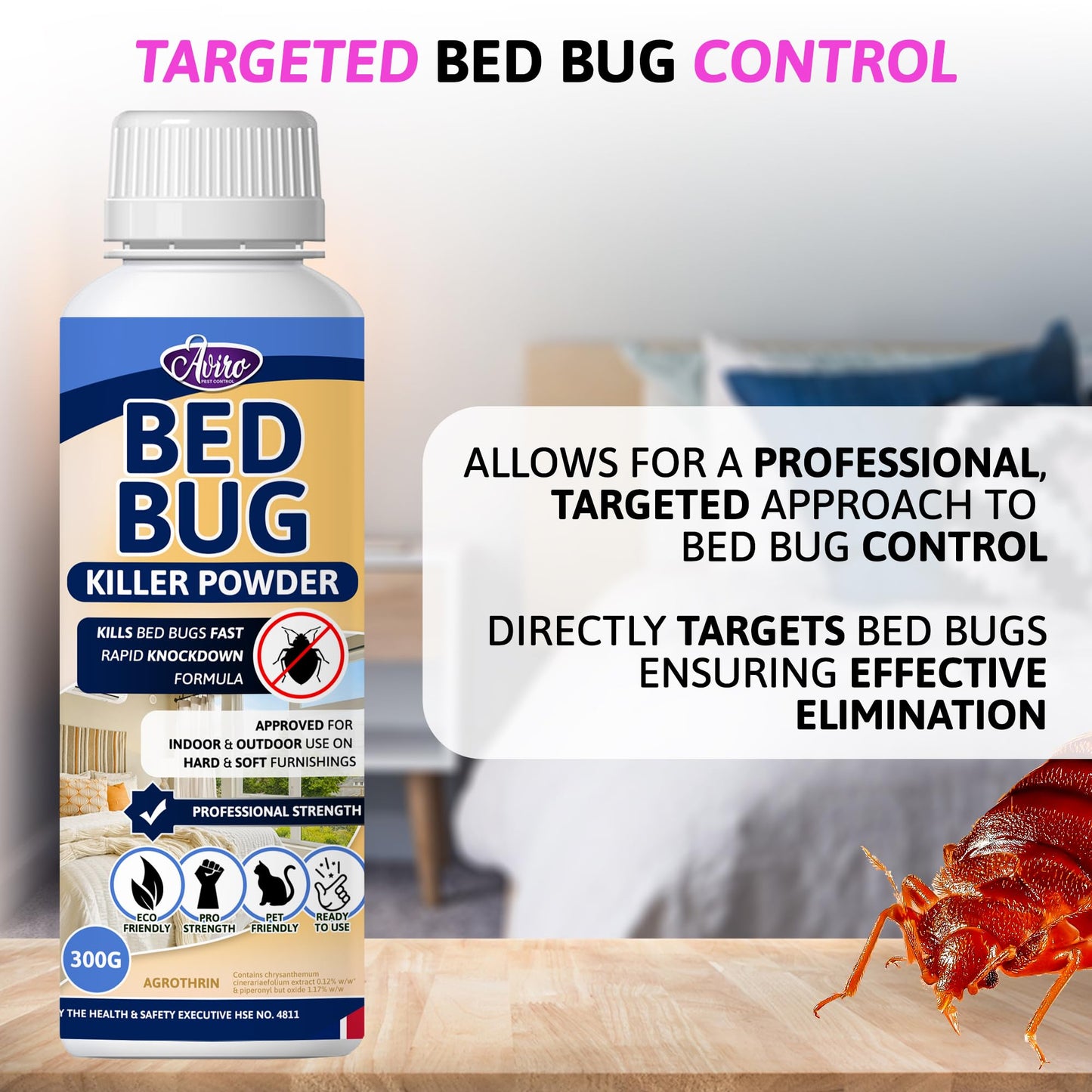 Aviro Bed Bug Killer (1 Litre) - Bed Bug Treatment Spray Approved For Use On Mattresses, Carpets And Hard Surfaces. Professional Strength For Immediate Control And Long Lasting Prevention