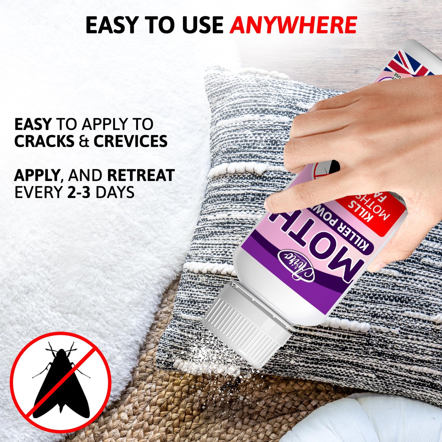 Aviro Moth Killer Powder - Professional Grade Carpet Moth Treatment. Pet-Friendly Moth Powder Approved For Use On Hard & Soft Furnishing Including Carpet. Naturally Derived Carpet Beetle & Moth Killer