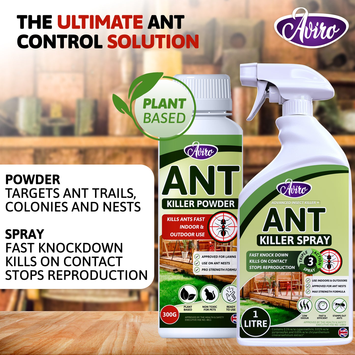 Aviro Ant Killer - Fast Acting Ant Killer Spray For Indoor And Outdoor Use