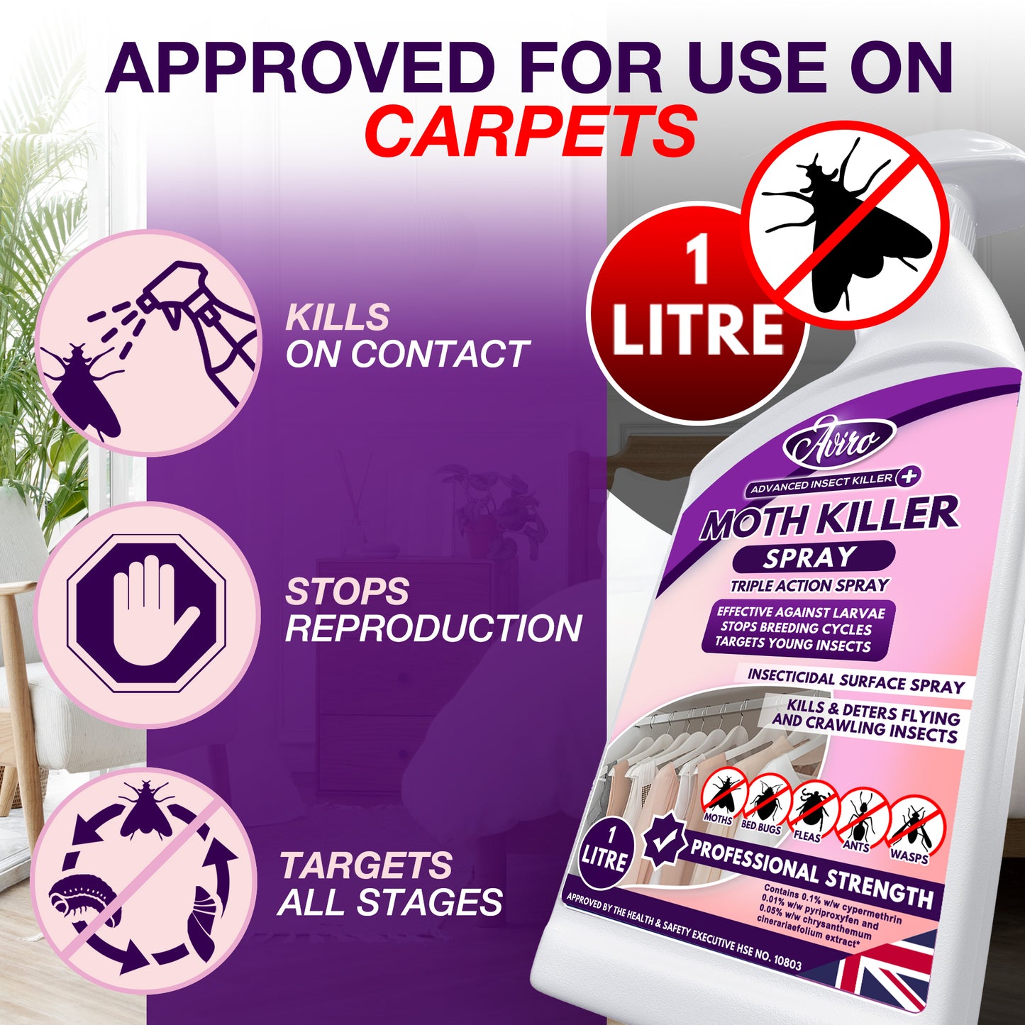1 Litre Carpet Moth Killer Spray - HSD Online